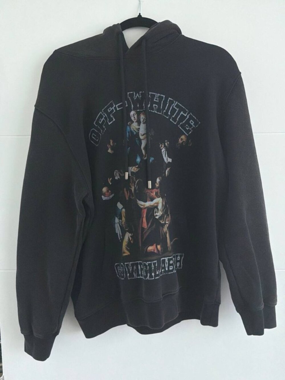 Off-White Graphic Hoodie Unisex (Large) Multicolor Artwork- Lightly Worn